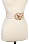 "G" Pearl Buckle Belt (Ivory)