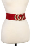 "G" Pearl Buckle Belt (Red)