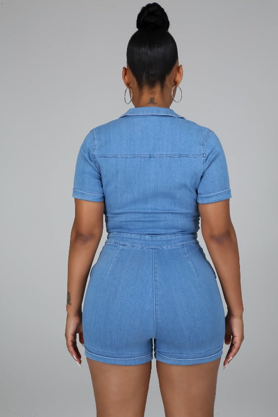 Out Here Denim Romper