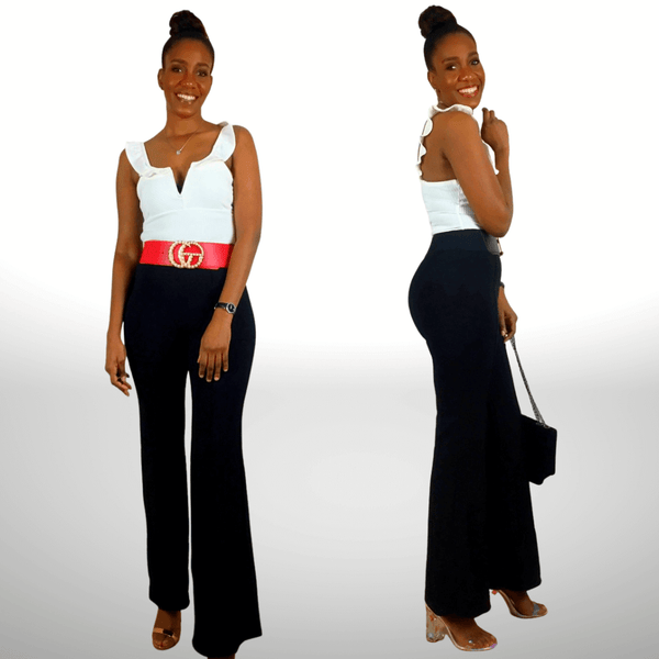 High Waist Flare Pants - Black