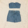 Denim Bustier Set - Light Wash