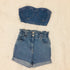 Denim Bustier Set  - Medium Wash